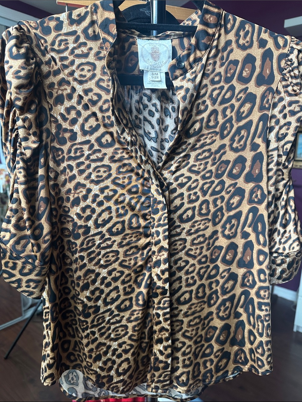 Leopard Print Button-Front Blouse in Brown by Liz Claiborne